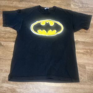 Vintage Batman Logo Tee Mens XL Black DC Comics Warner Bros Studio 90s USA